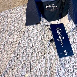 Walter Hagen Patterned Polo with Navy and Red Accents